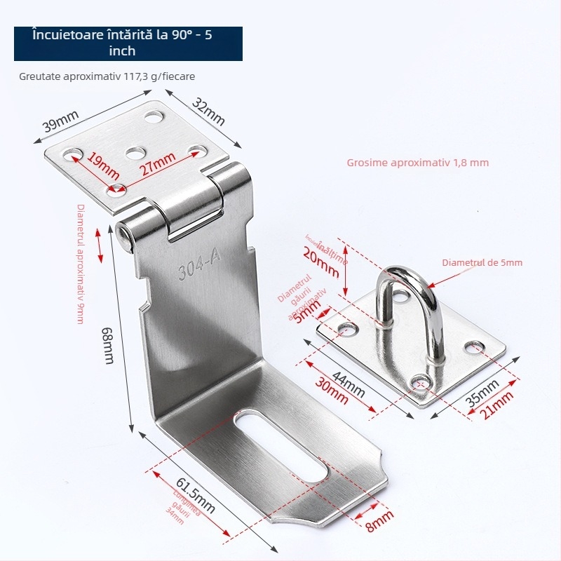Încuietoare din oțel inoxidabil pentru garderobe și dulapuri, model gros, stil modern minimalist, Haidi bos