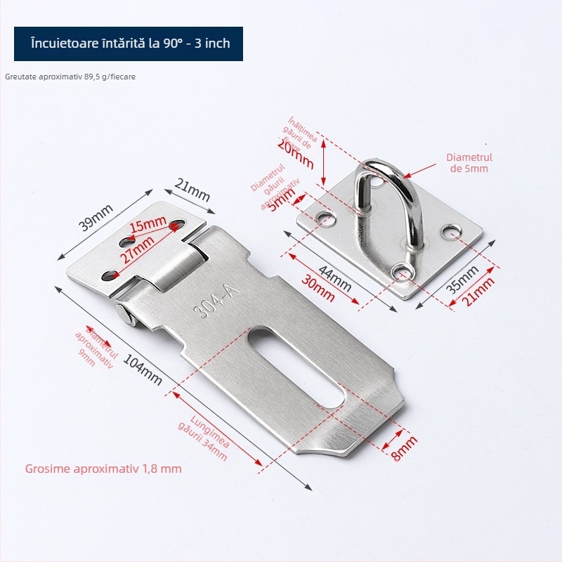 Încuietoare din oțel inoxidabil pentru garderobe și dulapuri, model gros, stil modern minimalist, Haidi bos