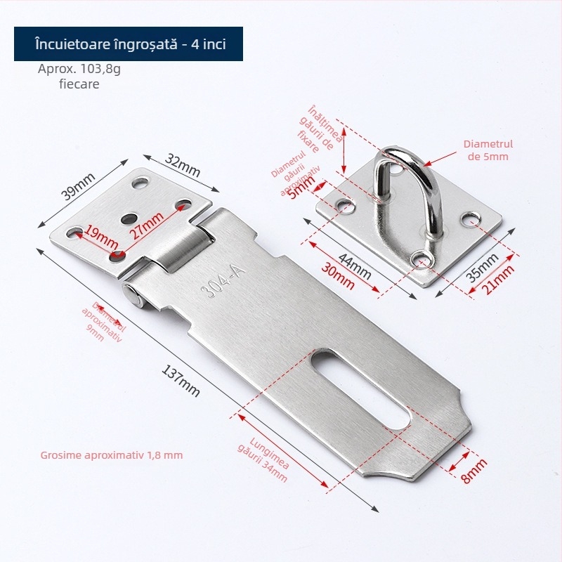 Încuietoare din oțel inoxidabil pentru garderobe și dulapuri, model gros, stil modern minimalist, Haidi bos