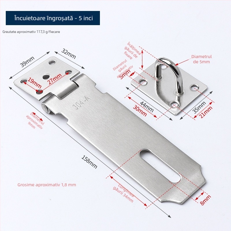 Încuietoare din oțel inoxidabil pentru garderobe și dulapuri, model gros, stil modern minimalist, Haidi bos