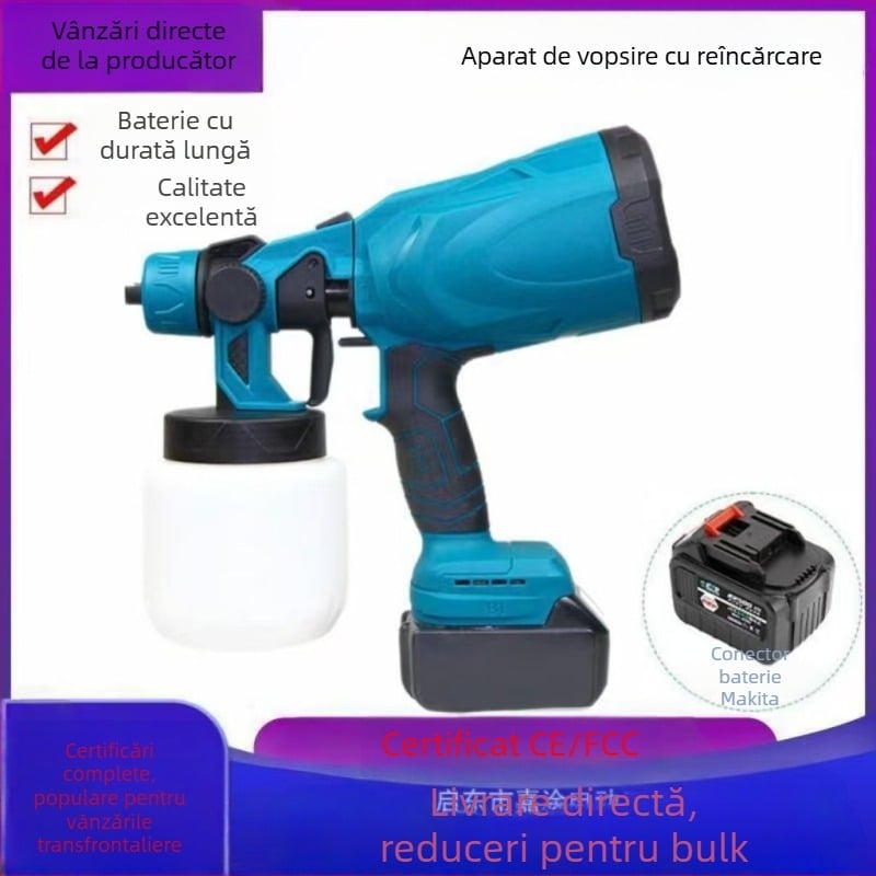 Pistol de vopsit cu baterie reîncărcabilă pentru uz casnic – 21V, potrivit pentru vopsire, decorare și dezinfectare