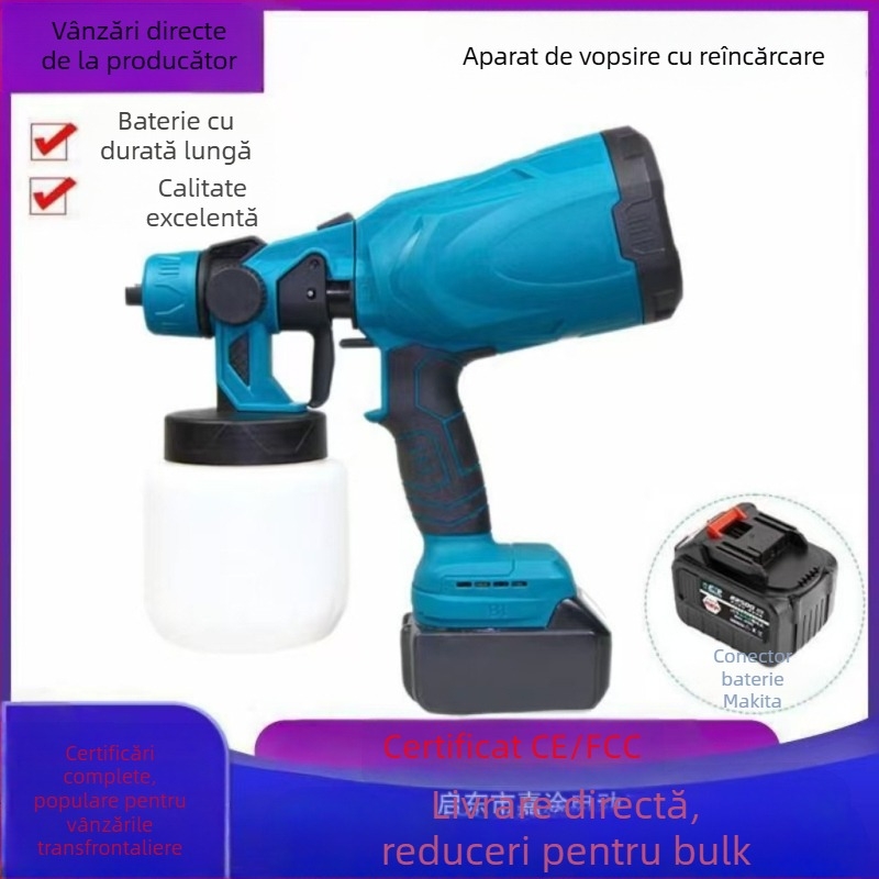 Pistol de vopsit cu baterie reîncărcabilă pentru uz casnic – 21V, potrivit pentru vopsire, decorare și dezinfectare