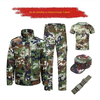 Costum camuflaj pentru activități în aer liber, material din fibre chimice, respirabil și durabil, model camuflaj, pentru adulți unisex, drumeții și camping