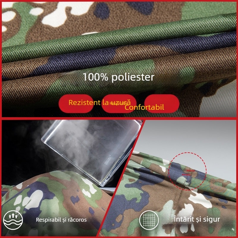 Costum camuflaj pentru activități în aer liber, material din fibre chimice, respirabil și durabil, model camuflaj, pentru adulți unisex, drumeții și camping