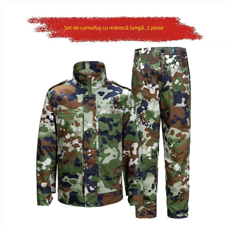 Costum camuflaj pentru activități în aer liber, material din fibre chimice, respirabil și durabil, model camuflaj, pentru adulți unisex, drumeții și camping