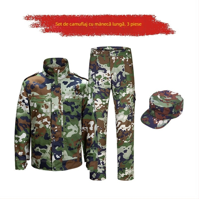 Costum camuflaj pentru activități în aer liber, material din fibre chimice, respirabil și durabil, model camuflaj, pentru adulți unisex, drumeții și camping