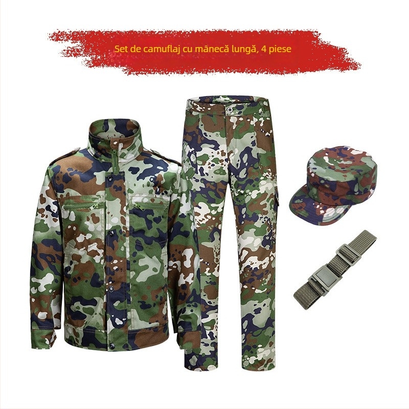 Costum camuflaj pentru activități în aer liber, material din fibre chimice, respirabil și durabil, model camuflaj, pentru adulți unisex, drumeții și camping