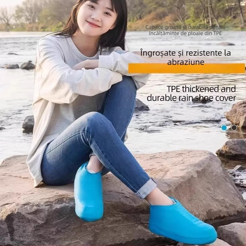 Acoperitoare de încălțăminte pentru ploaie, antiderapante, impermeabile, groase și rezistente la uzură, din TPE, unisex