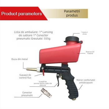 Pistol pneumatic de sablat portabil, corp din aliaj plastic