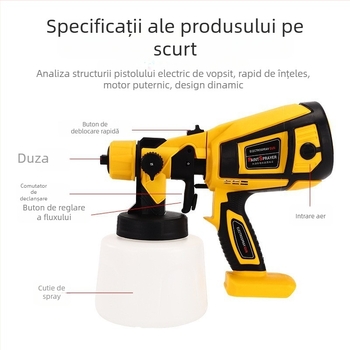 Mingsheng Pistol electric de vopsit cu baterie Li-ion, capacitate mare – pentru vopsea și latex, portabil