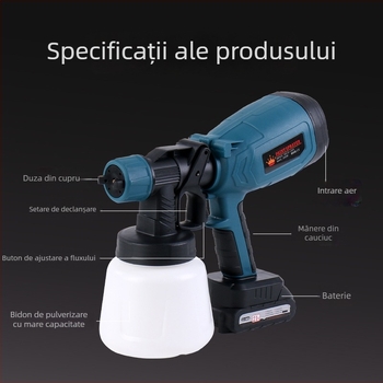 Mingsheng pistol de pulverizare electric cu baterie litiu, rezervor 900 ml, duză 1,8 mm, 220 V, greutate netă 1,5 kg