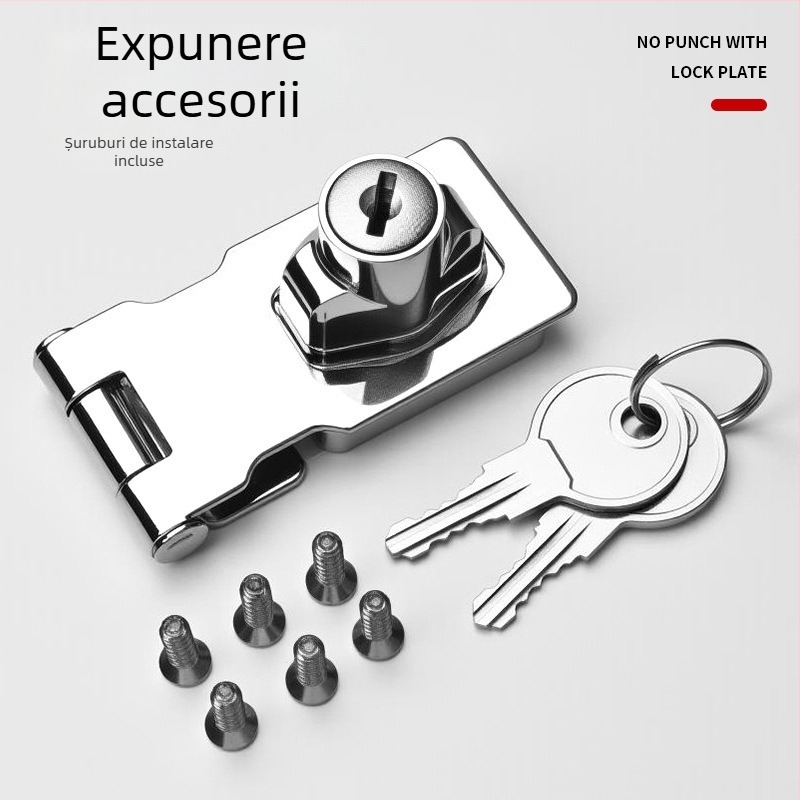 Placă de încuietoare pentru dulapuri și sertare - Material: oțel laminat la rece + aliaj de zinc - Model: Lock Plate Door Buckle - Destinație: dulapuri, sertare, frigidere, congelatoare - Stil: minimalist modern - Brand: Gu Rui