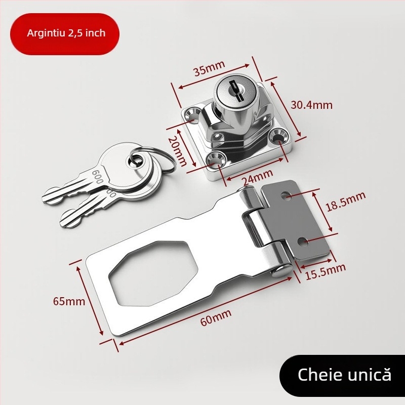 Placă de încuietoare pentru dulapuri și sertare - Material: oțel laminat la rece + aliaj de zinc - Model: Lock Plate Door Buckle - Destinație: dulapuri, sertare, frigidere, congelatoare - Stil: minimalist modern - Brand: Gu Rui