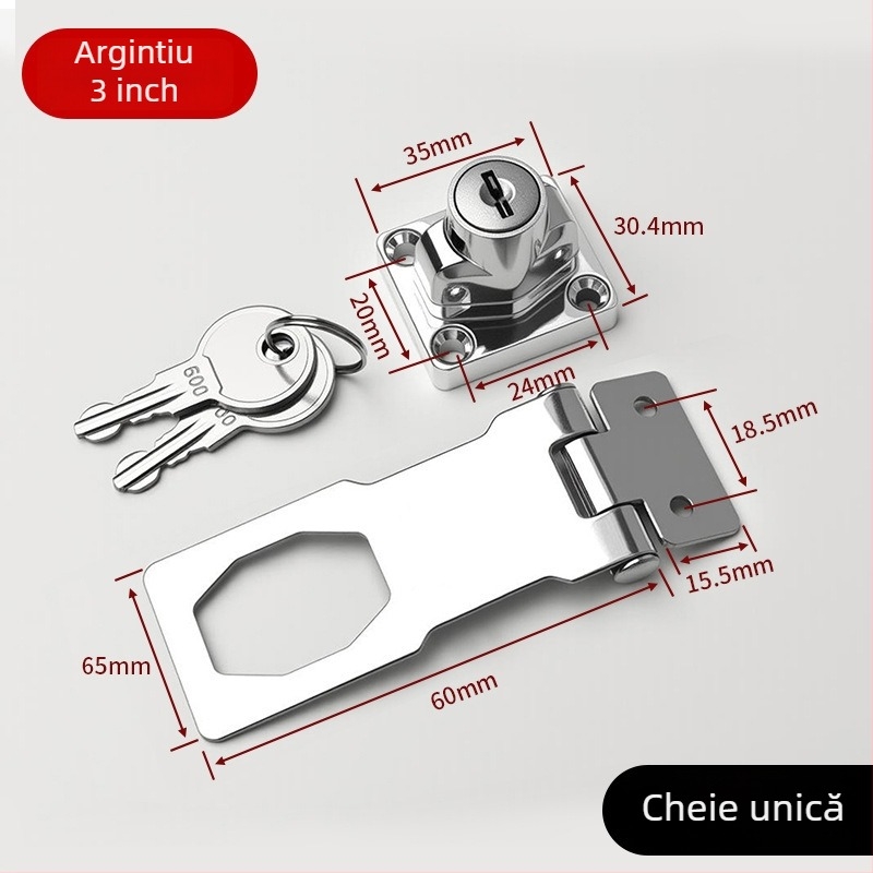 Placă de încuietoare pentru dulapuri și sertare - Material: oțel laminat la rece + aliaj de zinc - Model: Lock Plate Door Buckle - Destinație: dulapuri, sertare, frigidere, congelatoare - Stil: minimalist modern - Brand: Gu Rui
