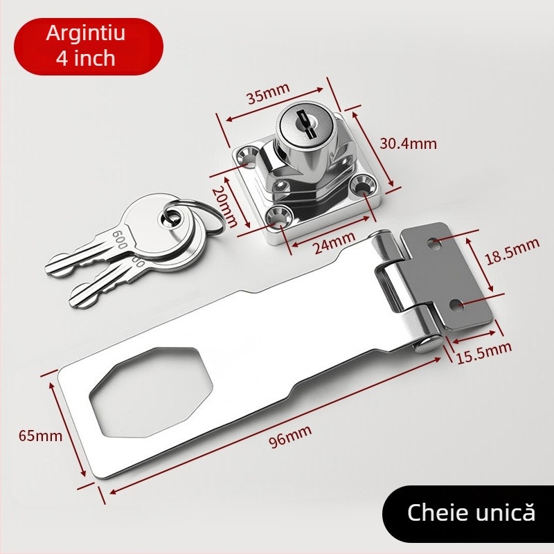Placă de încuietoare pentru dulapuri și sertare - Material: oțel laminat la rece + aliaj de zinc - Model: Lock Plate Door Buckle - Destinație: dulapuri, sertare, frigidere, congelatoare - Stil: minimalist modern - Brand: Gu Rui