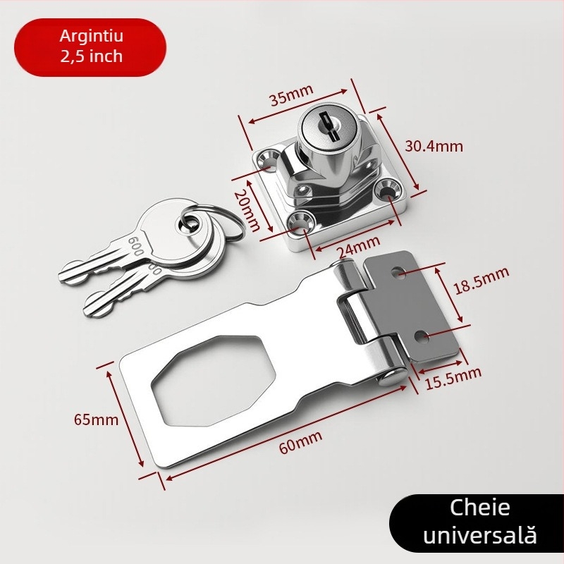 Placă de încuietoare pentru dulapuri și sertare - Material: oțel laminat la rece + aliaj de zinc - Model: Lock Plate Door Buckle - Destinație: dulapuri, sertare, frigidere, congelatoare - Stil: minimalist modern - Brand: Gu Rui