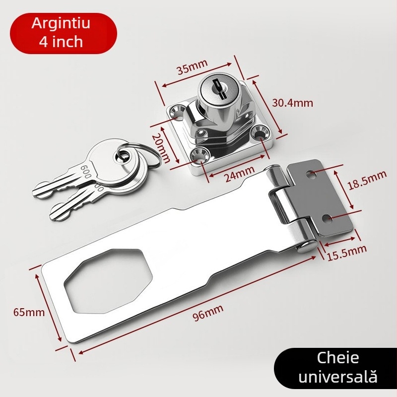 Placă de încuietoare pentru dulapuri și sertare - Material: oțel laminat la rece + aliaj de zinc - Model: Lock Plate Door Buckle - Destinație: dulapuri, sertare, frigidere, congelatoare - Stil: minimalist modern - Brand: Gu Rui