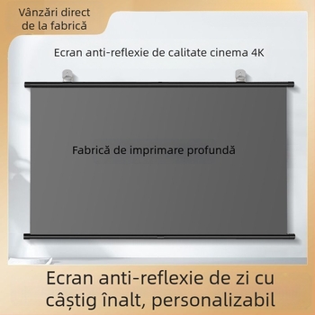 Ecran portabil anti-glare pentru proiector, cu montare pe perete fără găuri