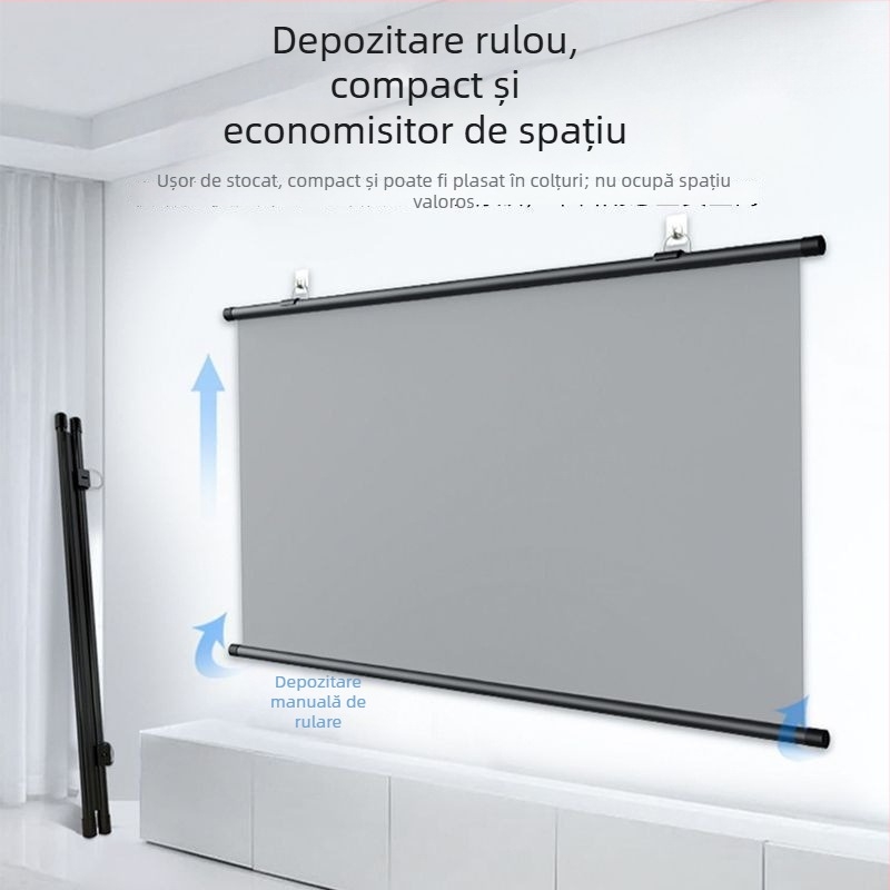 Ecran portabil anti-glare pentru proiector, cu montare pe perete fără găuri