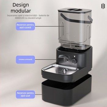 Dispozitiv de apă pentru animale Q1 — Separare a impurităților, Senzor radar wireless, Detașabil, Rezervoare apă curată 3 L / apă murdară 2,7 L