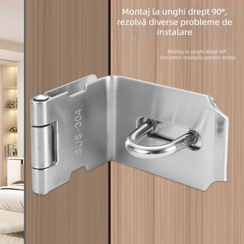 Hasp din oțel inoxidabil pentru uși și dulapuri, finisaj periat, stil modern minimalist
