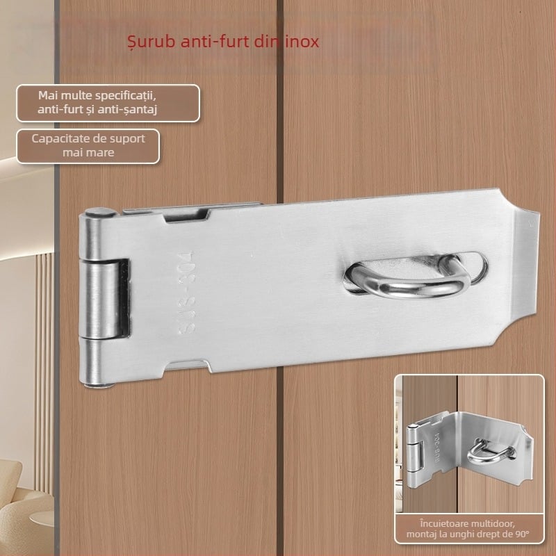 Hasp din oțel inoxidabil pentru uși și dulapuri, finisaj periat, stil modern minimalist