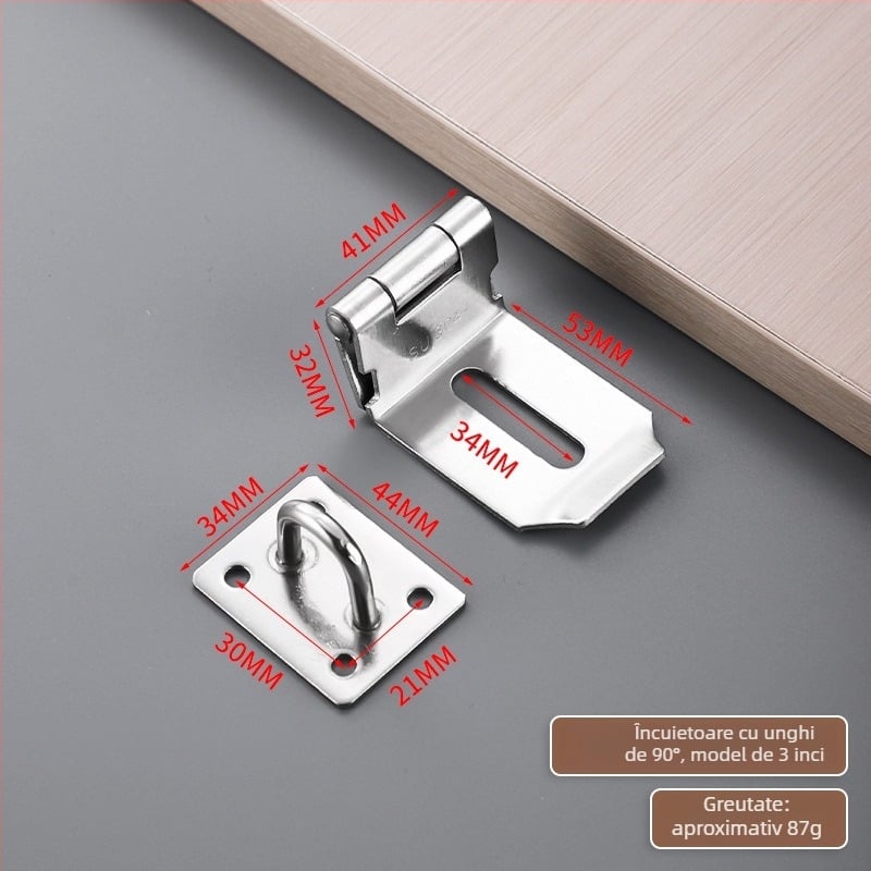 Hasp din oțel inoxidabil pentru uși și dulapuri, finisaj periat, stil modern minimalist