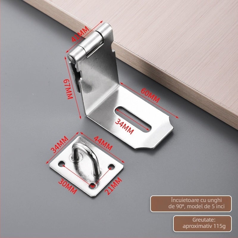 Hasp din oțel inoxidabil pentru uși și dulapuri, finisaj periat, stil modern minimalist