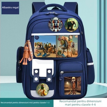 Rucsac pentru băieți cu ilustrații din Clasicul Munților și Mării, figuri din bețe de lemn, protecție a coloanei, ultra ușor, design premium