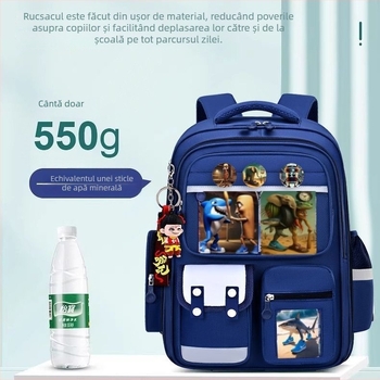 Rucsac pentru băieți cu ilustrații din Clasicul Munților și Mării, figuri din bețe de lemn, protecție a coloanei, ultra ușor, design premium