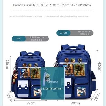 Rucsac pentru băieți cu ilustrații din Clasicul Munților și Mării, figuri din bețe de lemn, protecție a coloanei, ultra ușor, design premium