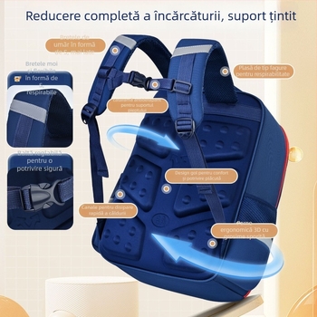 Rucsac pentru băieți cu ilustrații din Clasicul Munților și Mării, figuri din bețe de lemn, protecție a coloanei, ultra ușor, design premium