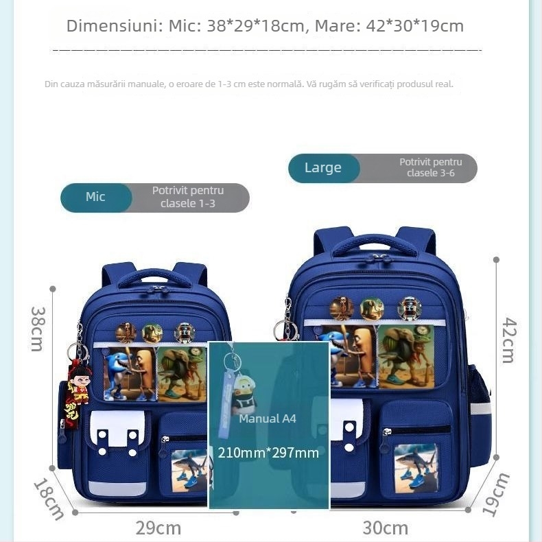 Rucsac pentru băieți cu ilustrații din Clasicul Munților și Mării, figuri din bețe de lemn, protecție a coloanei, ultra ușor, design premium