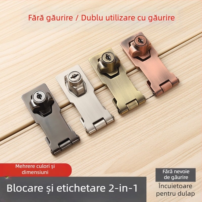 Încuietoare cu lacăt – aliaj de zinc + fier + cupru, seria Exhibition Culvert 169, potrivită pentru uși din lemn și cutii din lemn, stil modern minimalist