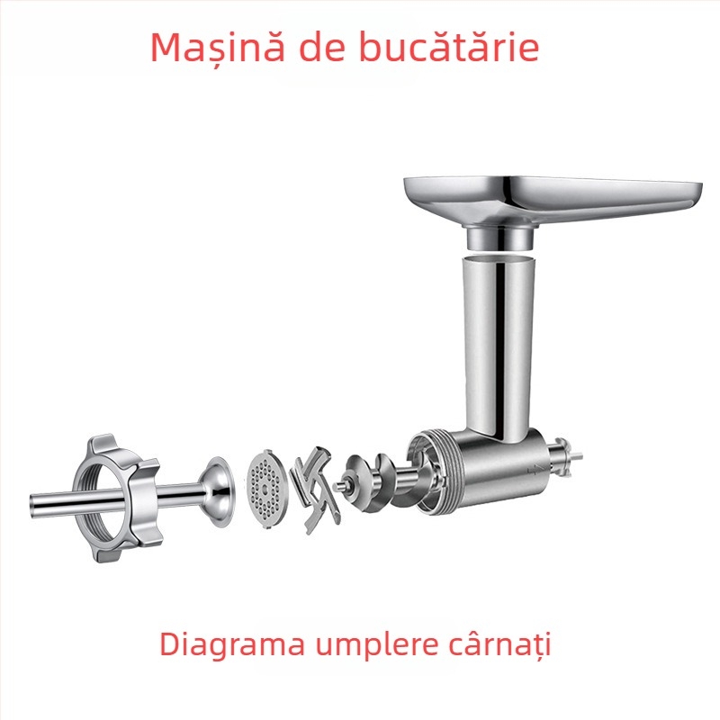 Accesorii Kenwood pentru mixer: mașină de tocat carne, umplător de cârnați, frământător de aluat, presă de tăiței