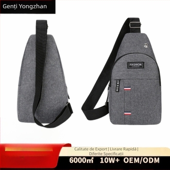 Geantă de piept pentru bărbați, material Oxford, model în dungi, căptușeală poliester, stil urban minimalist