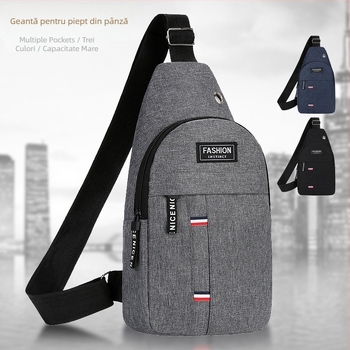 Geantă de piept pentru bărbați, material Oxford, model în dungi, căptușeală poliester, stil urban minimalist