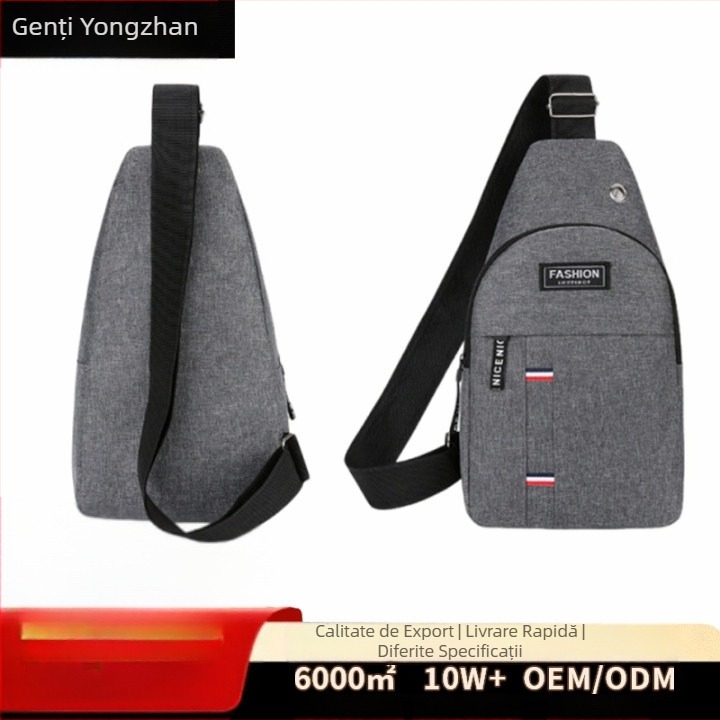 Geantă de piept pentru bărbați, material Oxford, model în dungi, căptușeală poliester, stil urban minimalist