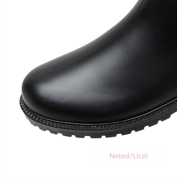 Cizme de ploaie pentru femei, până la mijlocul gambei, vârf PVC, toc jos 1-3 cm, model abstract, pentru toate anotimpurile