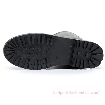 Cizme de ploaie pentru femei, până la mijlocul gambei, vârf PVC, toc jos 1-3 cm, model abstract, pentru toate anotimpurile