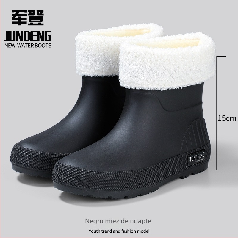 Cizme de ploaie pentru femei din PVC, gleznă joasă, construcție îngroșată, talpă plată, pentru patru sezoane