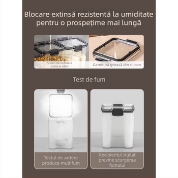 Recipient dreptunghiular pentru depozitare alimente, capacitate mare, pentru cereale și produse de bucătărie