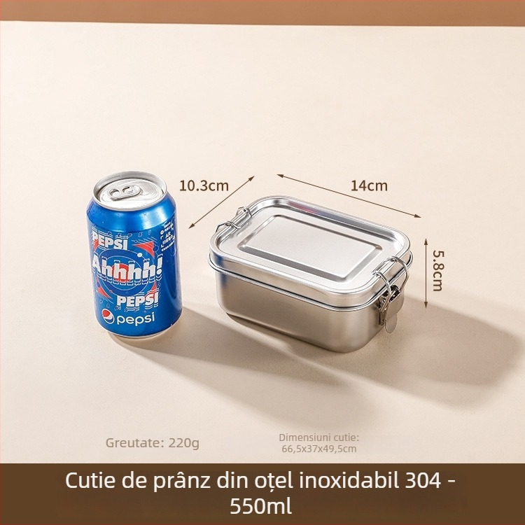 Cutie de prânz din oțel inoxidabil 304, cu capac și compartimente, pentru adulți și elevi, cantină de birou, orez aburit