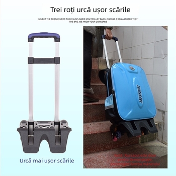 Cadru rulant pentru ghiozdan, pliabil, șase roți, BMX666 — nylon, respirabil, impermeabil, anti-furt