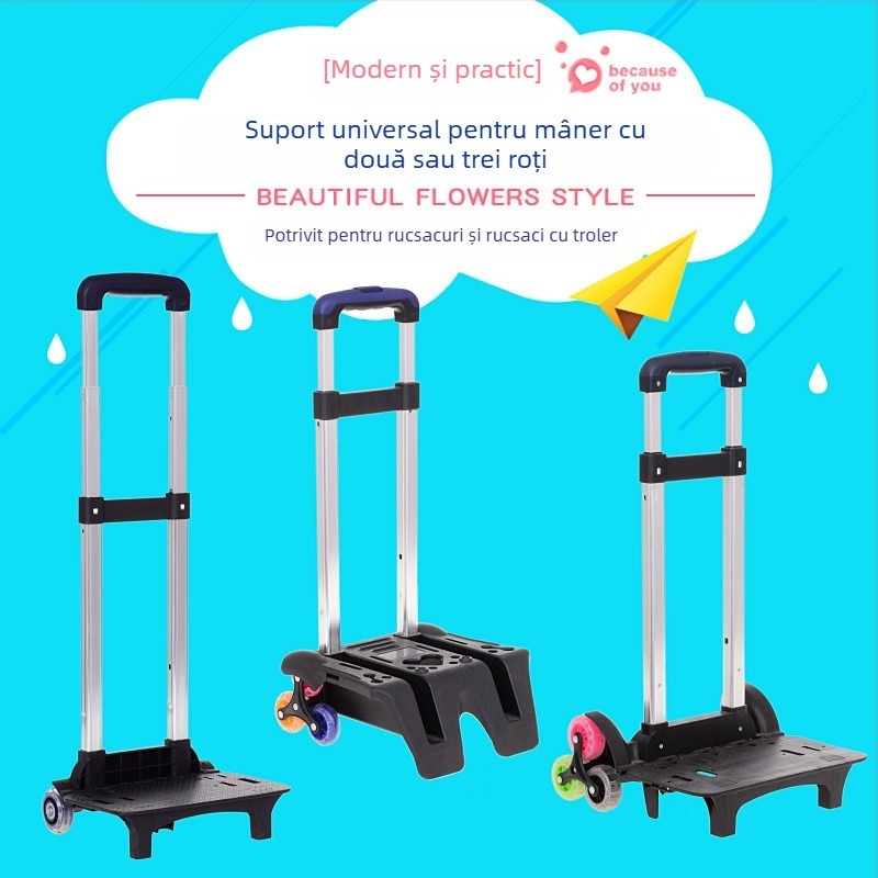 Cadru rulant pentru ghiozdan, pliabil, șase roți, BMX666 — nylon, respirabil, impermeabil, anti-furt