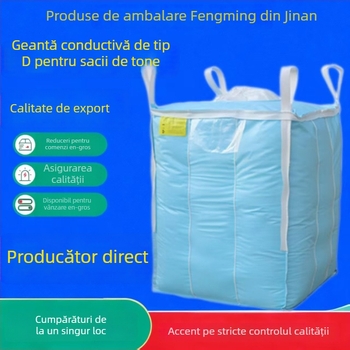Sac ton D conductiv cu port de încărcare/descărcare, sac PP țesut pentru containere/tonaj, laminat, sarcină 1000-1300 kg