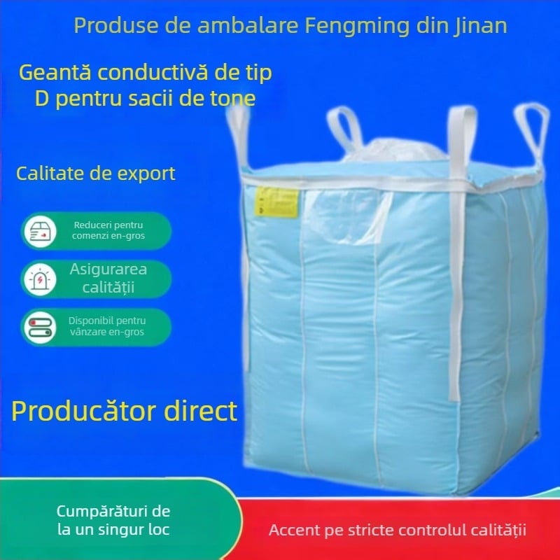 Sac ton D conductiv cu port de încărcare/descărcare, sac PP țesut pentru containere/tonaj, laminat, sarcină 1000-1300 kg