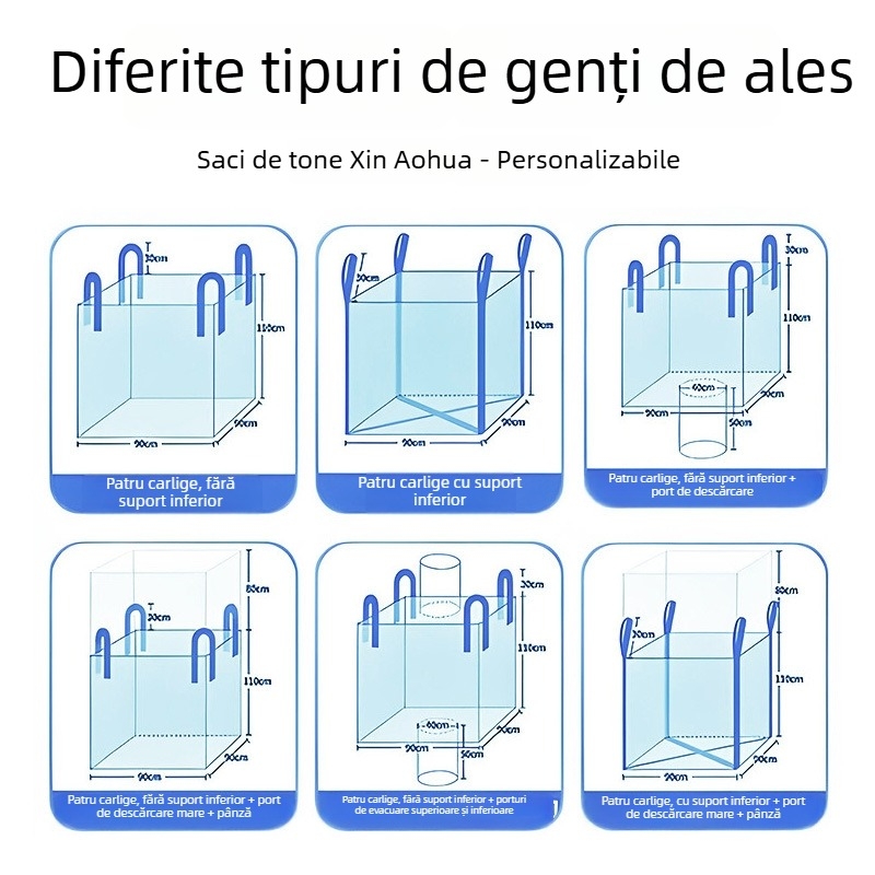 Sac container, material PP țesut, personalizabil la cerere, grosime la cerere, încărcare la cerere, poate transporta plastic, ciment, furaje, materiale abrazive.