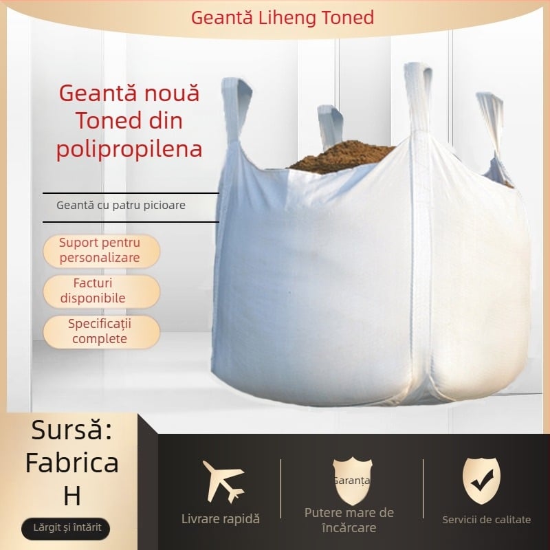 Constantity Sac de ton industrial de 1 ton, cu patru mânere de ridicare, sac textil PP îngroșat, rezistent la uzură, pentru nămol
