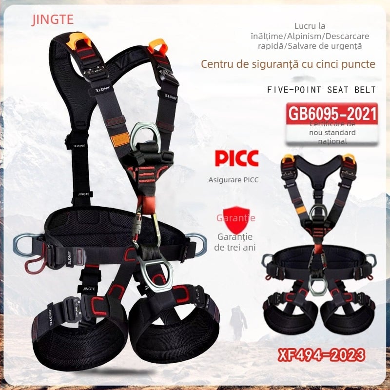 Jingte harnesă de siguranță cu cinci puncte pentru muncă la înălțime, alpinism și salvare, greutate redusă